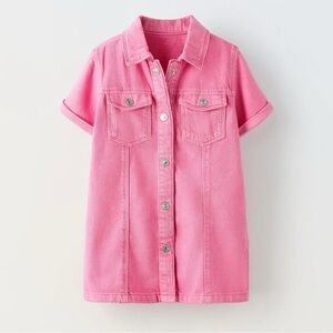 Toddler Girls Zara pink soft jean dress size 2-3